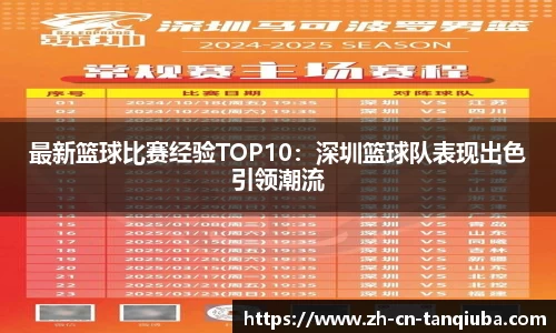 最新篮球比赛经验TOP10：深圳篮球队表现出色引领潮流